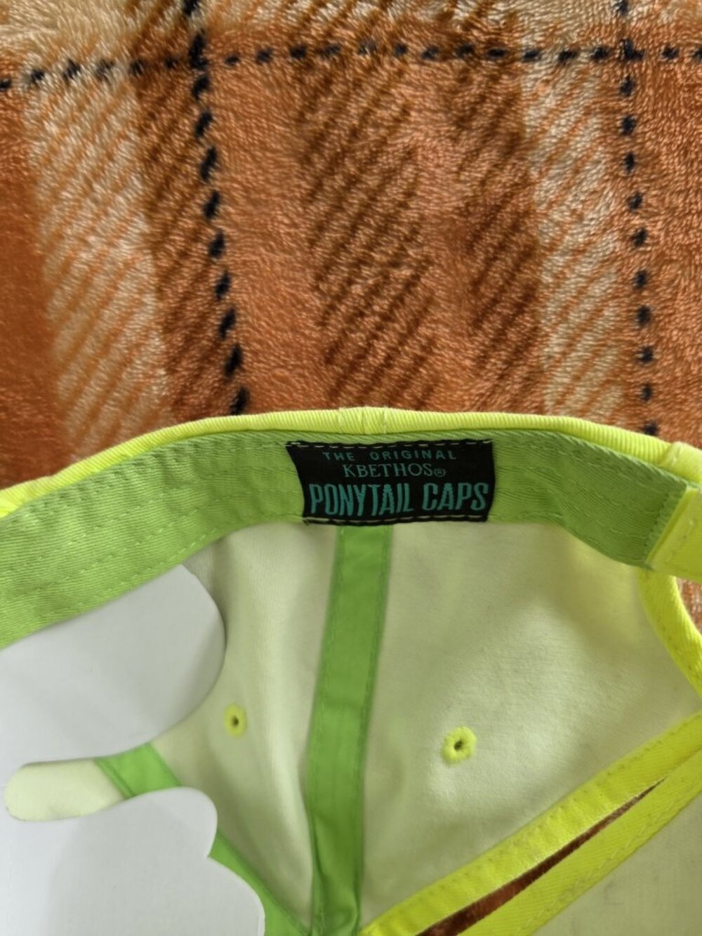 KB ETHOS Women’s NeonYellow Cotton Ponytail Baseball Cap Adj Embroidered Logo - Picture 6 of 6